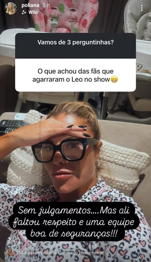 Poliana Rocha solta o verbo sobre fãs que agarraram Leonardo no palco