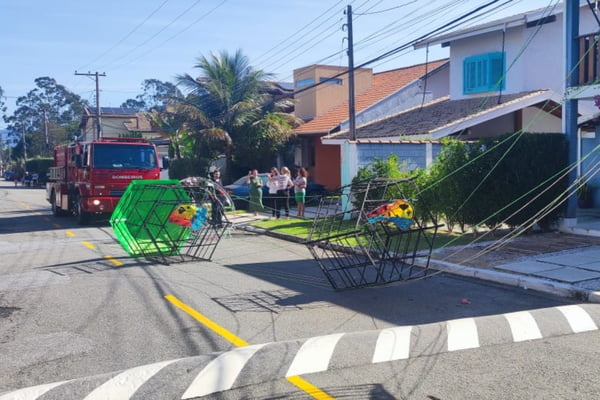 Vídeo: balão cai em condomínio de Taubaté, no interior de SP