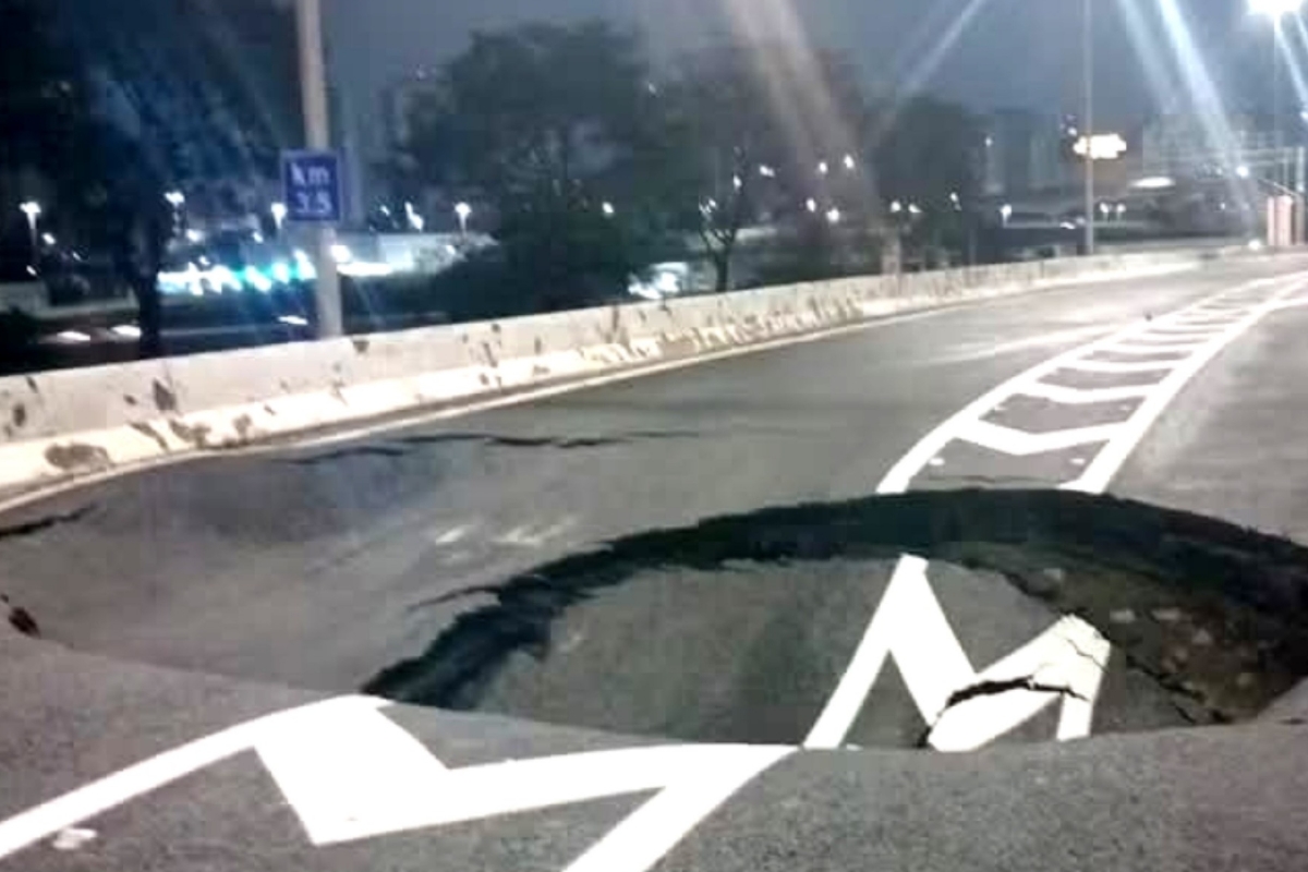 Cratera reaparece e trecho da Marginal Tietê é interditado novamente