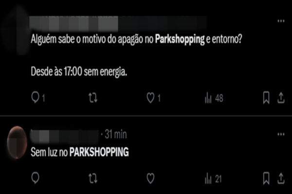 Queda de energia deixa shopping sem luz e gera engarrafamento na saída