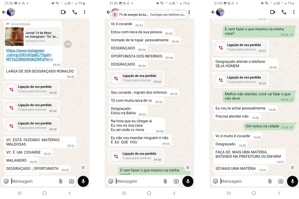 Prints: deputado ameaça jornalista e diz que “vai pra cima com veneno”