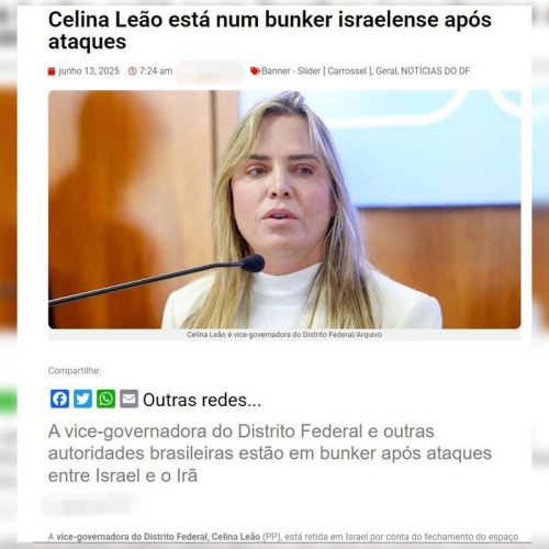 Fake News: Celina Leão desmente estar em bunker em Israel após ataques