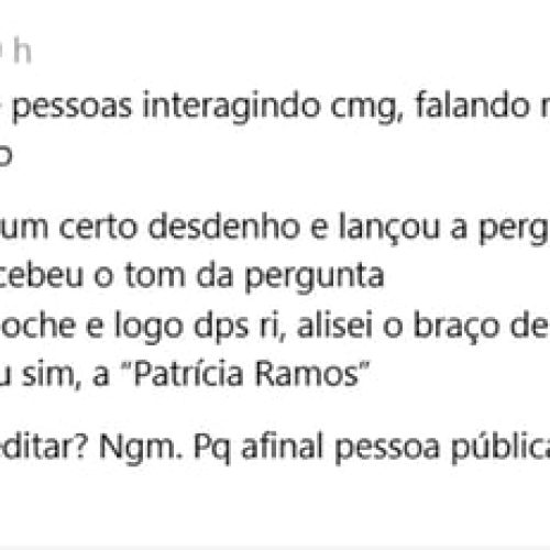 Patrícia Ramos se pronuncia após ser acusada de ser ríspida com fã